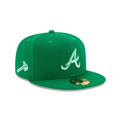 Green Atlanta Braves Hat - New Era MLB St Patricks Day 59FIFTY Fitted Caps USA9158237